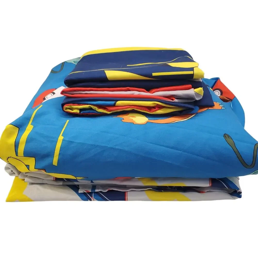 Nintendo POKEMON Full Sheet Set Bedding Pikachu Fitted Flat 2 Pillowcases